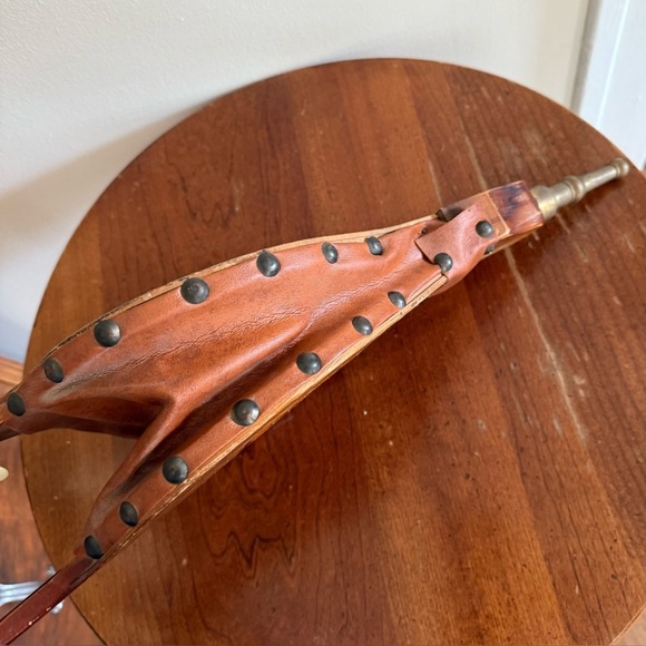 Vintage Wood Brass And Leather Fireplace Bellows - Picture 6 of 9
